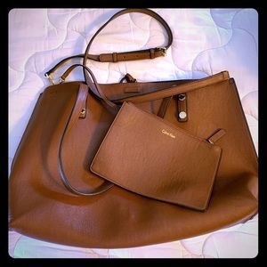 Calvin Klein large leather tote